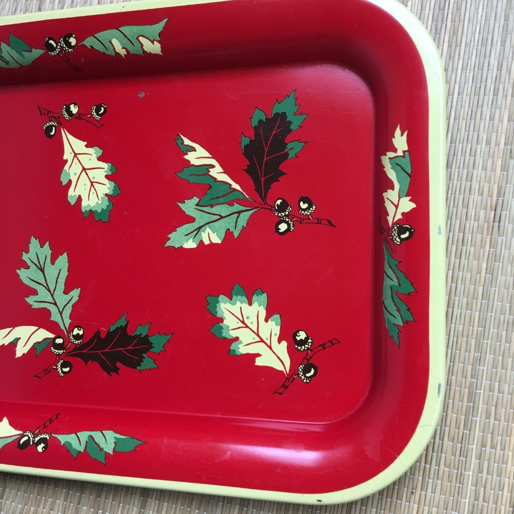 Vintage Metal Autumn Acorn Oak Leaf Tray - Picture 4 of 6